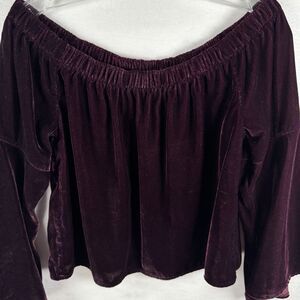 Hollister Velvet Top Sz S Purple Bell Sleeve Y2K Boho Witchy Whimsigoth Fairy